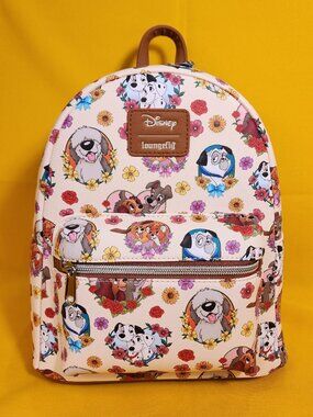 Loungefly Disney Dogs Floral Portaits Hearts AOP Mini Backpack NEW